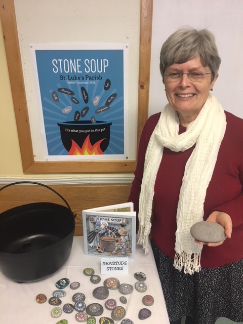 Carol Simms with her PWRDF Stone Soup Fundraiser for 2018