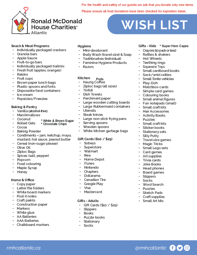 RMHC Wish List